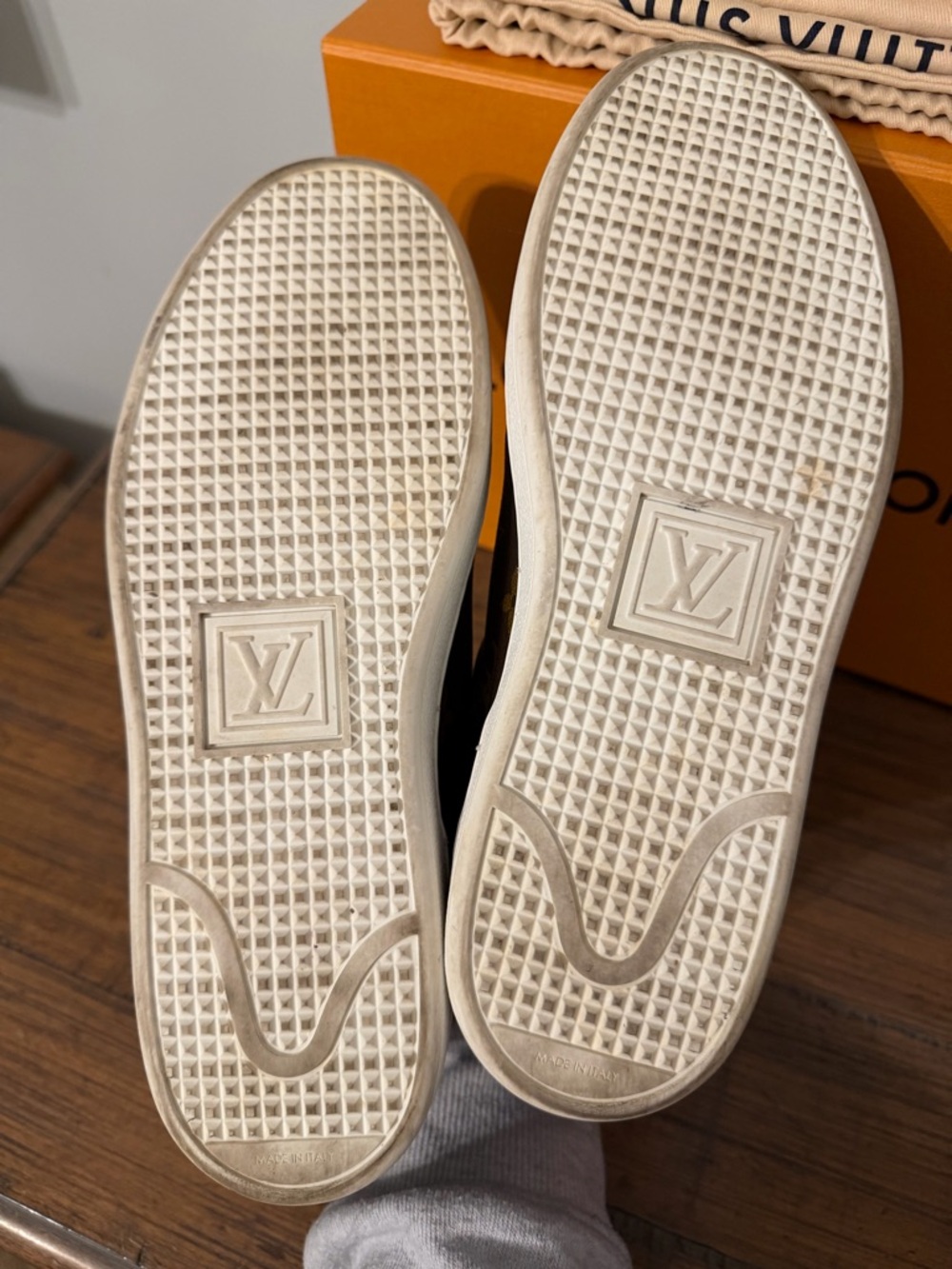 Louis Vuitton Brown Monogram Frontrow Sneakers with Gold Accents - Picture 7 of 12